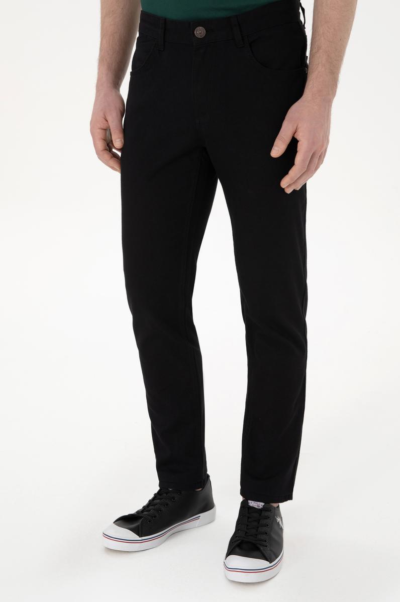 Erkek Siyah Slim Fit Kanvas Pantolon