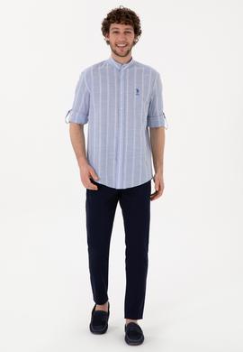 Erkek Lacivert Slim Fit Kanvas Pantolon - 50309119031