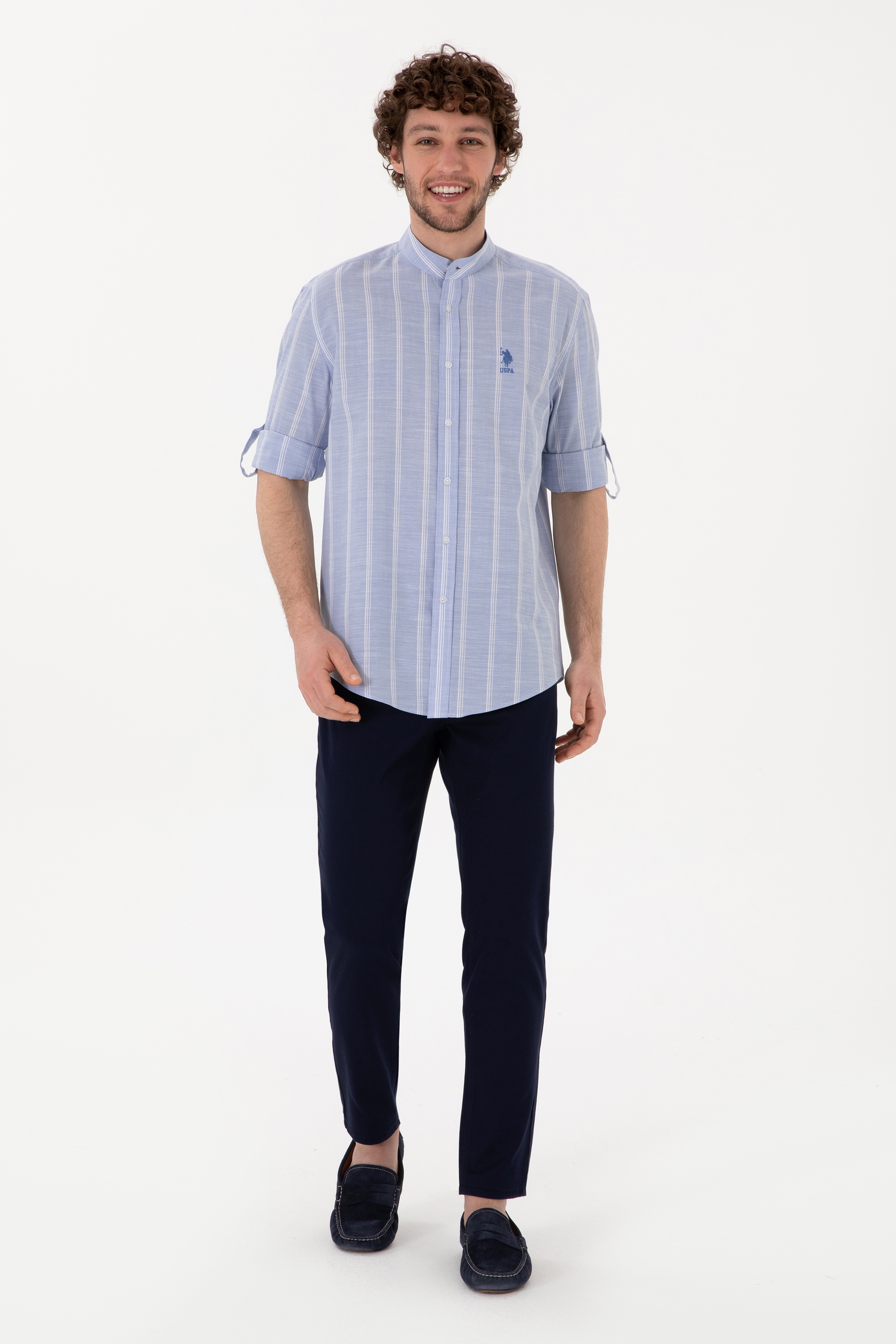 Erkek Lacivert Slim Fit Kanvas Pantolon - Image 2