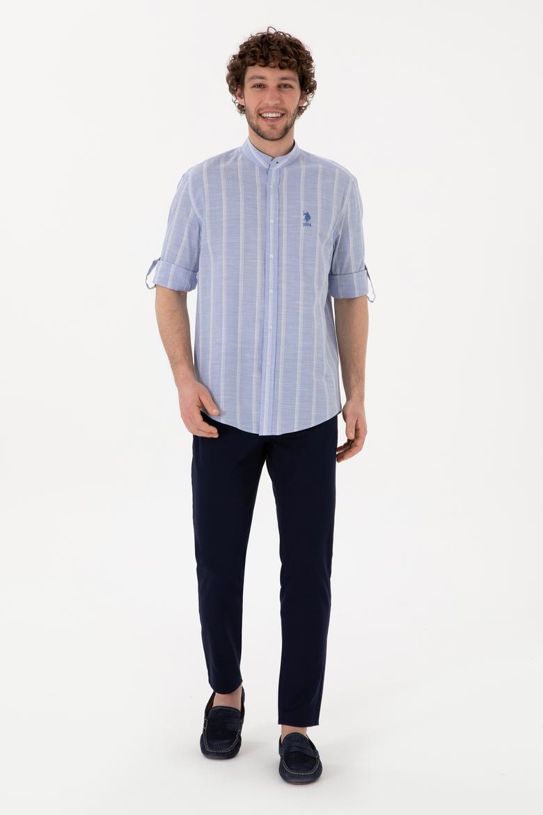 Erkek Lacivert Slim Fit Kanvas Pantolon - 50309119031