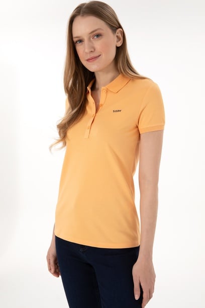 Kadın Turuncu Basic Polo Yaka Tişört