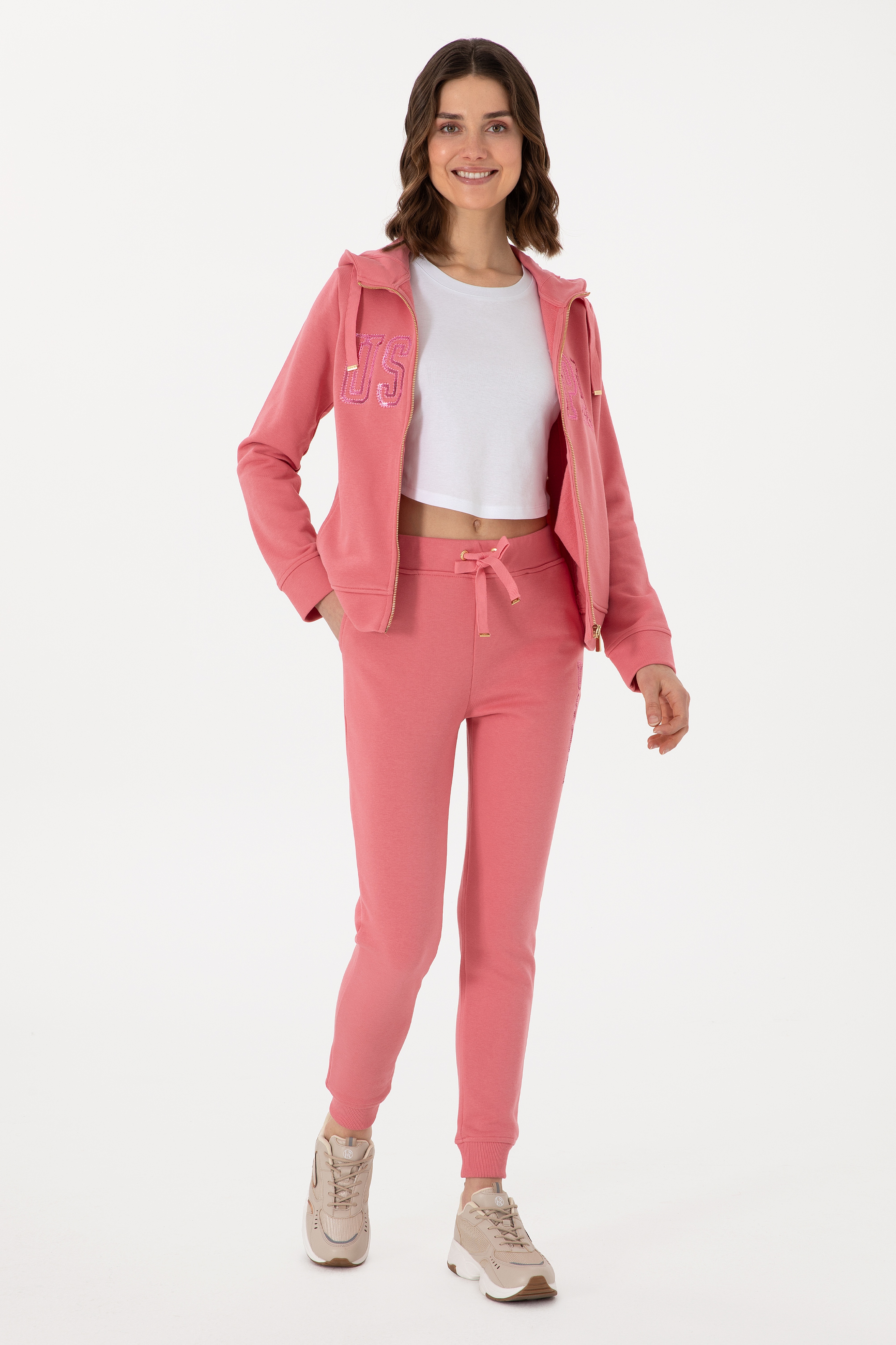 Kadın Pembe Basic Sweatshirt - Image 4