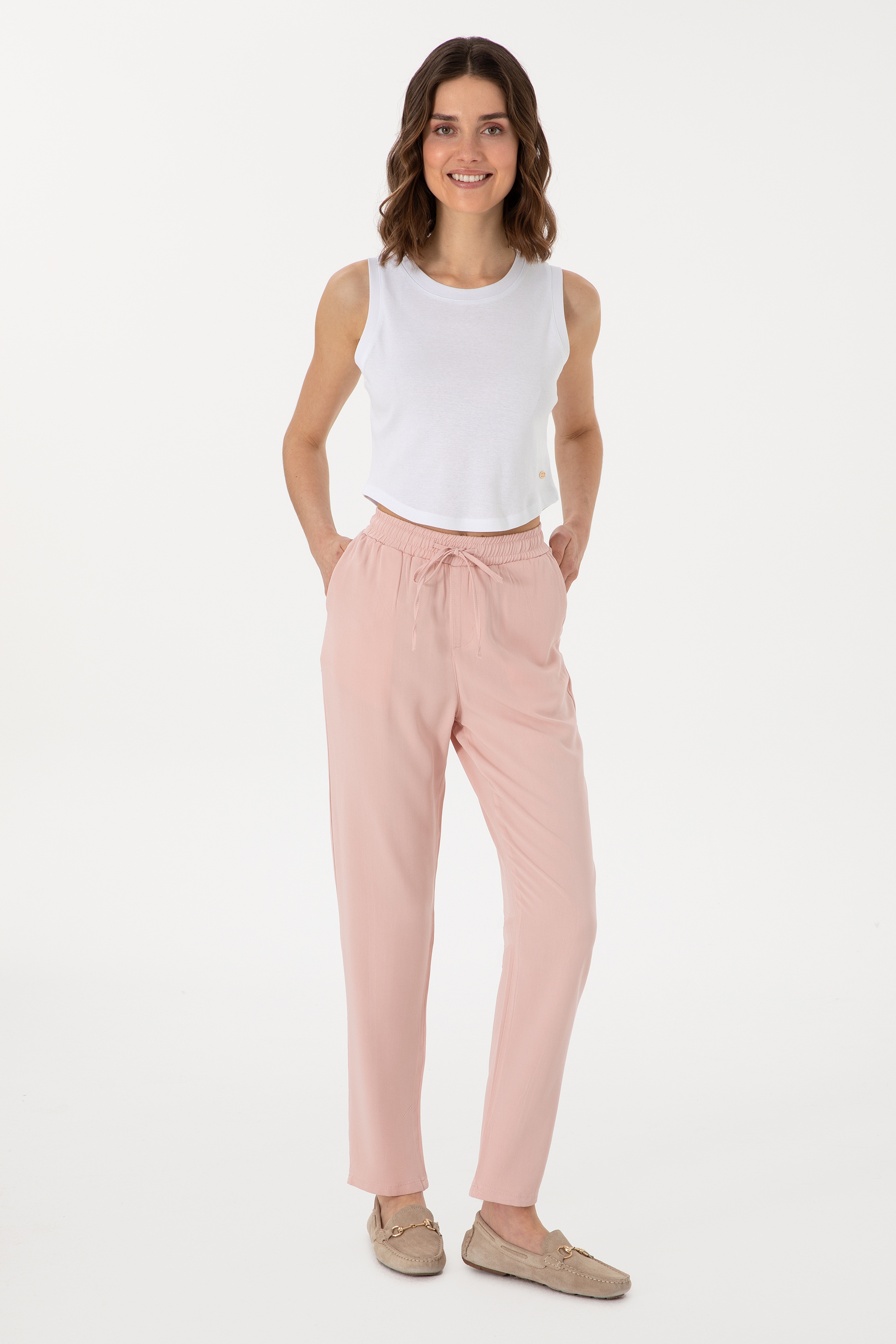 Kadın Pembe Kanvas Pantolon - Image 3
