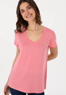 Kadın Pembe Basic Tişört - 50300829063