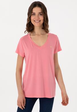 Kadın Pembe Basic Tişört - 50300829063