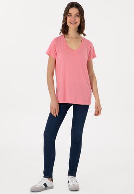 Kadın Pembe Basic Tişört - 50300829063