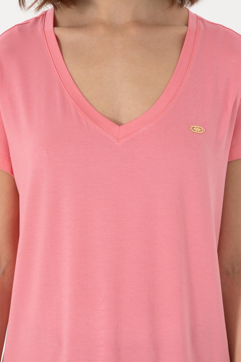 Kadın Pembe Basic Tişört - 50300829063