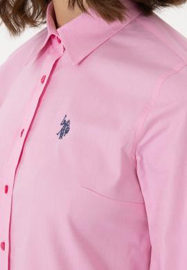 Kadın Fuşya Uzun Kollu Basic Gömlek - 50298113081