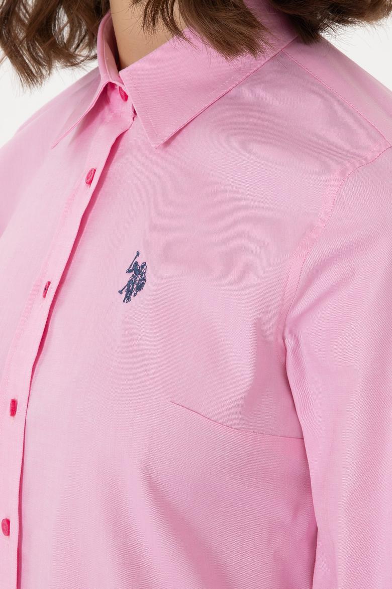 Kadın Fuşya Uzun Kollu Basic Gömlek - 50298113081