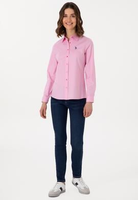 Kadın Fuşya Uzun Kollu Basic Gömlek - 50298113081