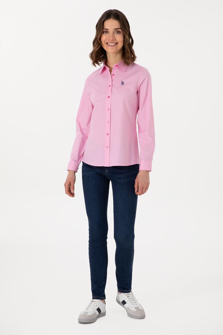 Kadın Fuşya Uzun Kollu Basic Gömlek - 50298113081