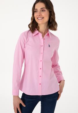 Kadın Fuşya Uzun Kollu Basic Gömlek - 50298113081