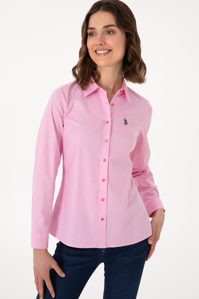 Kadın Fuşya Uzun Kollu Basic Gömlek - 50298113081