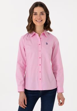 Kadın Fuşya Uzun Kollu Basic Gömlek - 50298113081