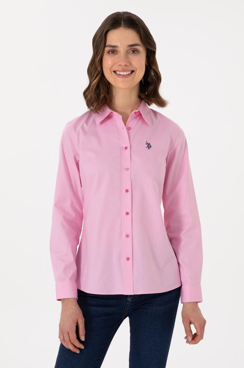 Kadın Fuşya Uzun Kollu Basic Gömlek