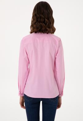 Kadın Fuşya Uzun Kollu Basic Gömlek - 50298113081