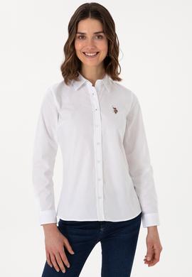 Kadın Beyaz Uzun Kollu Basic Gömlek - 50298089014