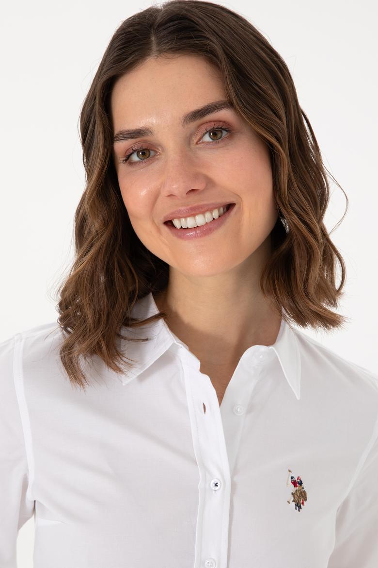 Kadın Beyaz Uzun Kollu Basic Gömlek - 50298089014