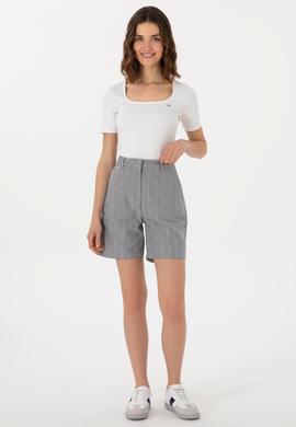 Kadın Mavi Dokuma Şort - 50282334012