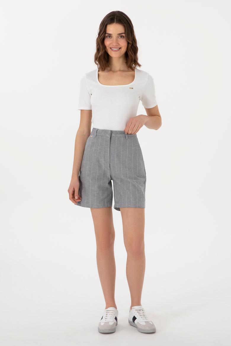 Kadın Mavi Dokuma Şort - 50282334012