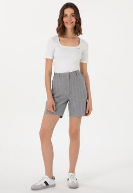 Kadın Mavi Dokuma Şort - 50282334012