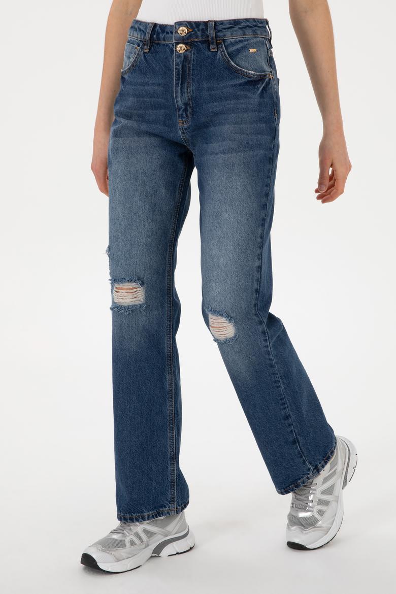 Kadın Mavi Jean Pantolon - 50282660006