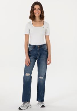 Kadın Mavi Jean Pantolon - 50282660006
