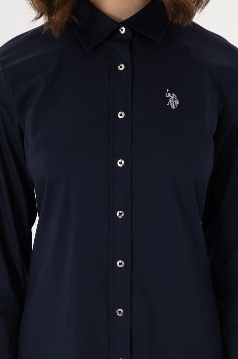 Kadın Lacivert Uzun Kollu Basic Gömlek