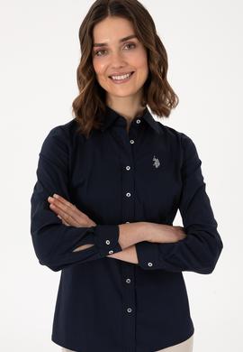 Kadın Lacivert Uzun Kollu Basic Gömlek - 50298112011