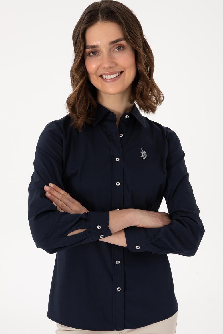 Kadın Lacivert Uzun Kollu Basic Gömlek - 50298112011