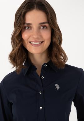 Kadın Lacivert Uzun Kollu Basic Gömlek - 50298112011