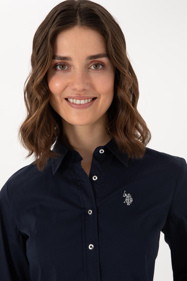 Kadın Lacivert Uzun Kollu Basic Gömlek