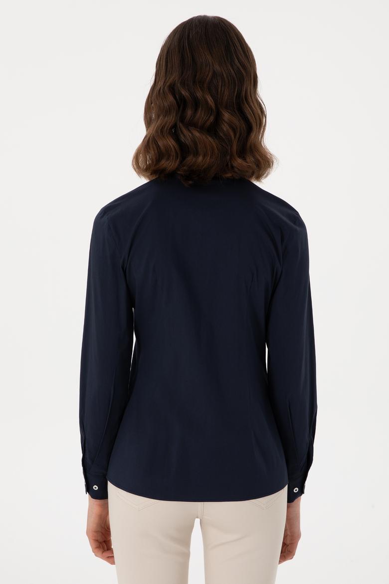 Kadın Lacivert Uzun Kollu Basic Gömlek - 50298112011