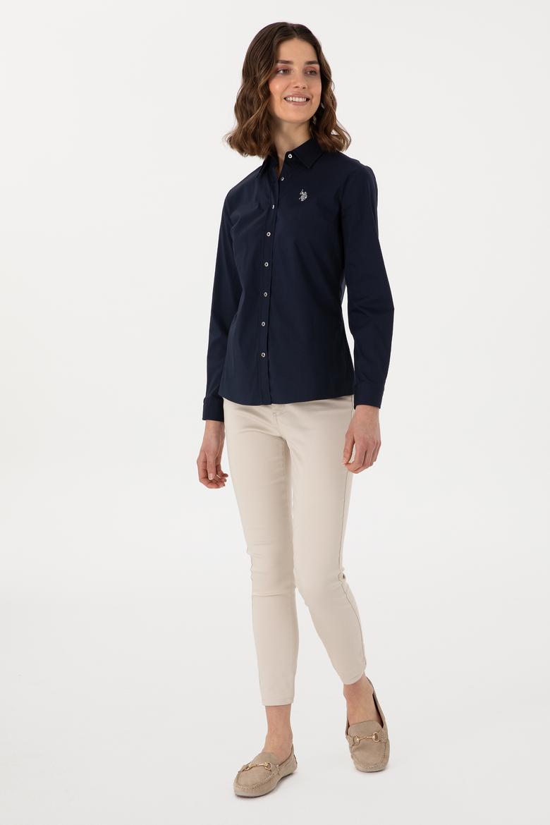 Kadın Lacivert Uzun Kollu Basic Gömlek - 50298112011