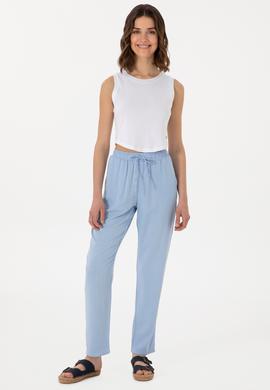 Kadın Açık Mavi Kanvas Pantolon - 50306423021