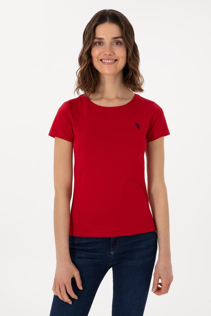 Kadın Kırmızı Bisiklet Yaka Tişört