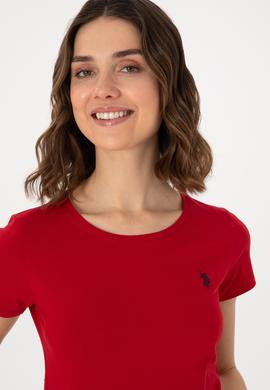 Kadın Kırmızı Bisiklet Yaka Tişört - 50300894012