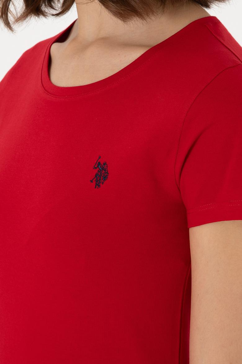 Kadın Kırmızı Bisiklet Yaka Tişört - 50300894012