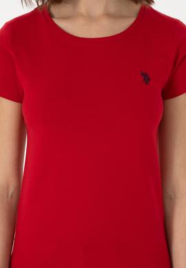 Kadın Kırmızı Bisiklet Yaka Tişört - 50300894012