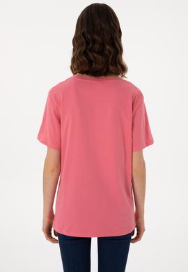 Kadın Pembe Basic Tişört - 50300850091