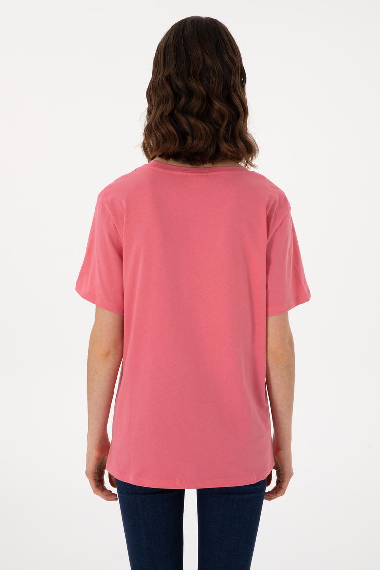 Kadın Pembe Basic Tişört - 50300850091