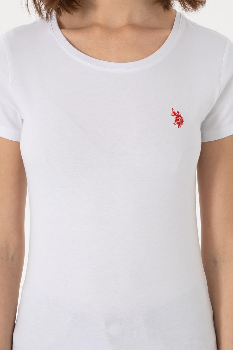 Kadın Beyaz Bisiklet Yaka Tişört - 50300894005