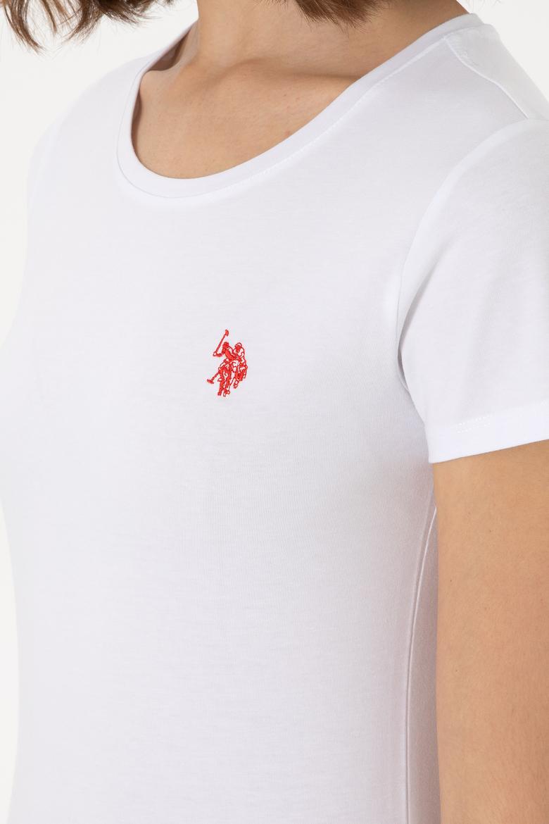 Kadın Beyaz Bisiklet Yaka Tişört - 50300894005