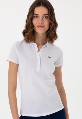 Kadın Beyaz Basic Polo Yaka Tişört - 50305764007