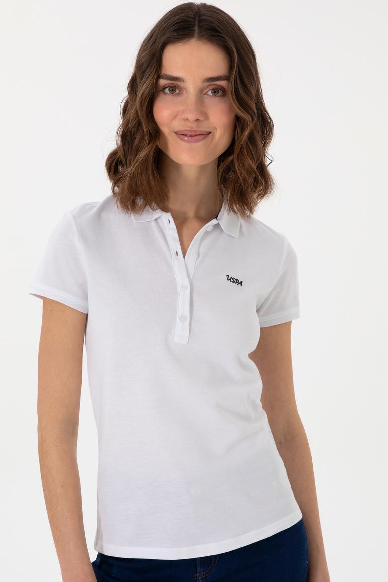 Kadın Beyaz Basic Polo Yaka Tişört - 50305764007