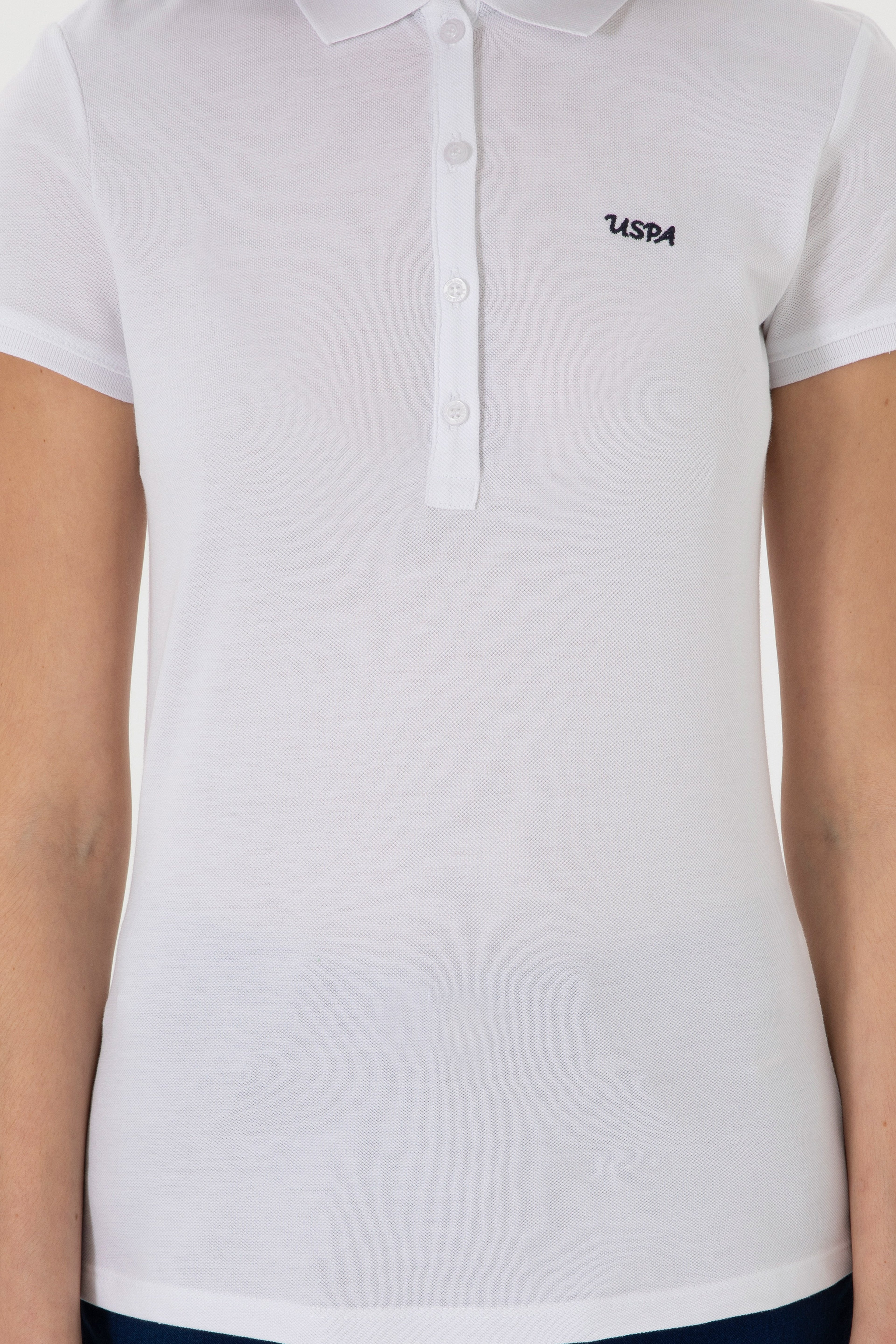 Kadın Beyaz Basic Polo Yaka Tişört - Image 7