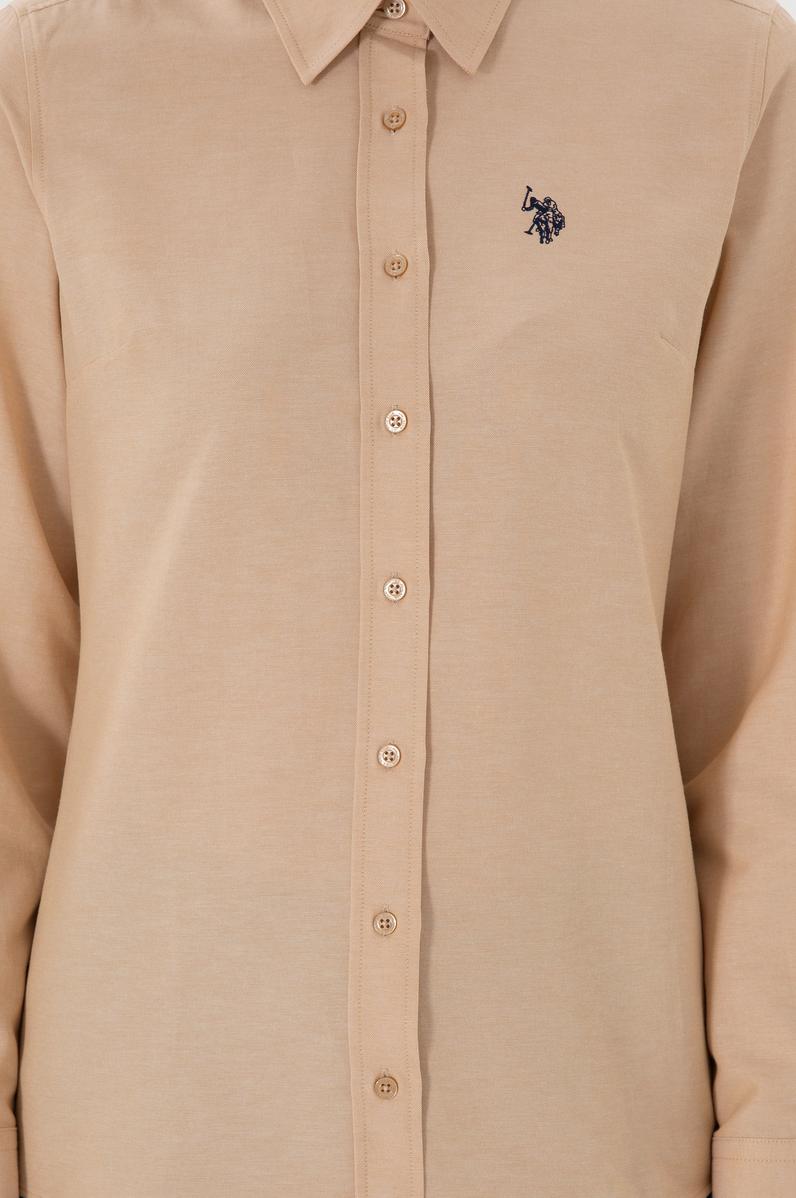 Kadın Camel Uzun Kollu Basic Gömlek