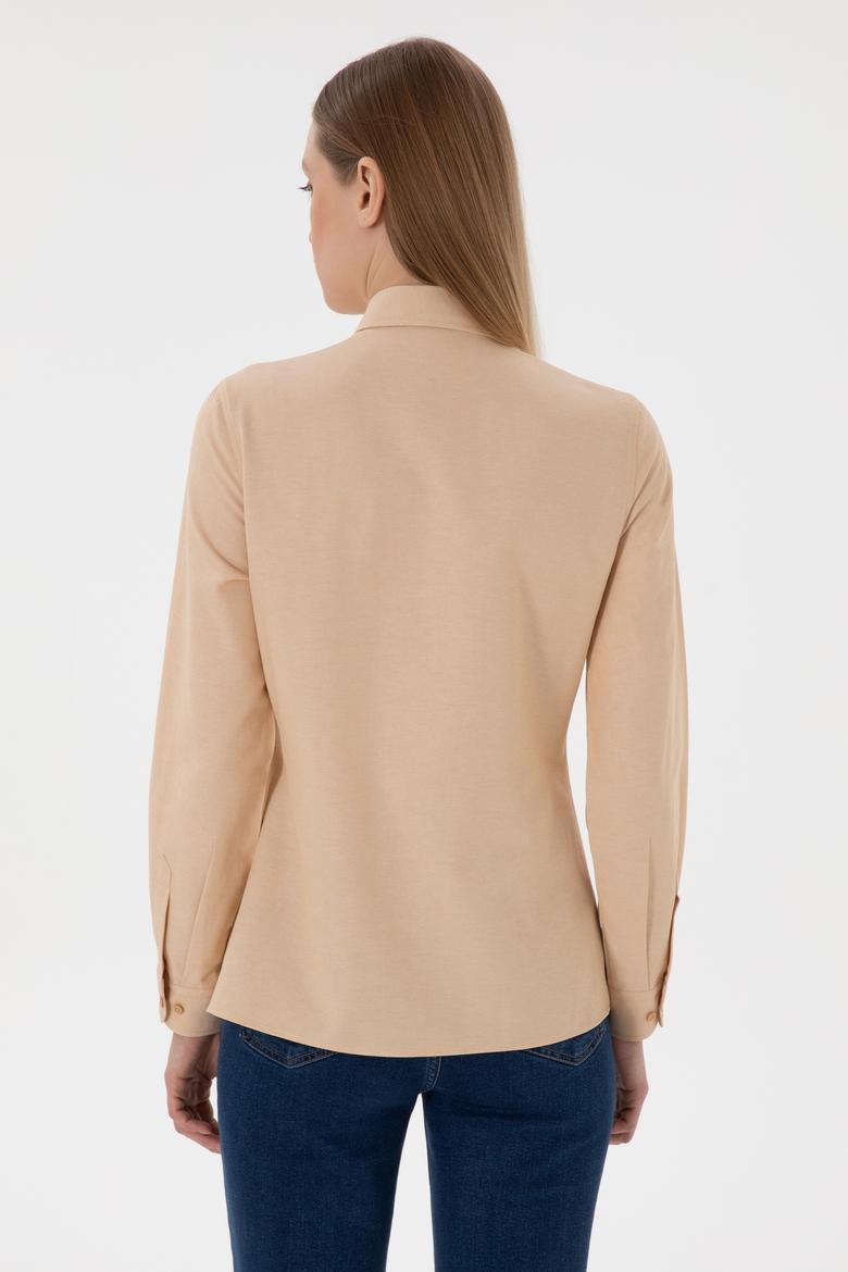 Kadın Camel Uzun Kollu Basic Gömlek - 50307726052
