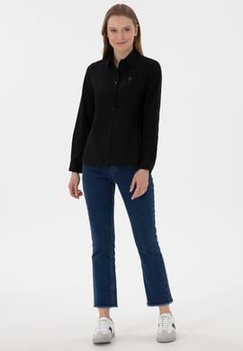 Kadın Siyah Uzun Kollu Basic Gömlek - 50307726036