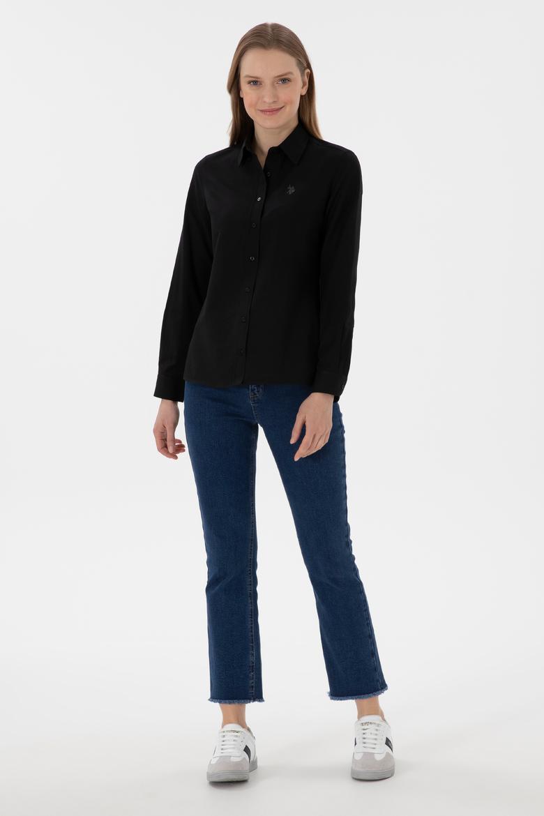 Kadın Siyah Uzun Kollu Basic Gömlek - 50307726036